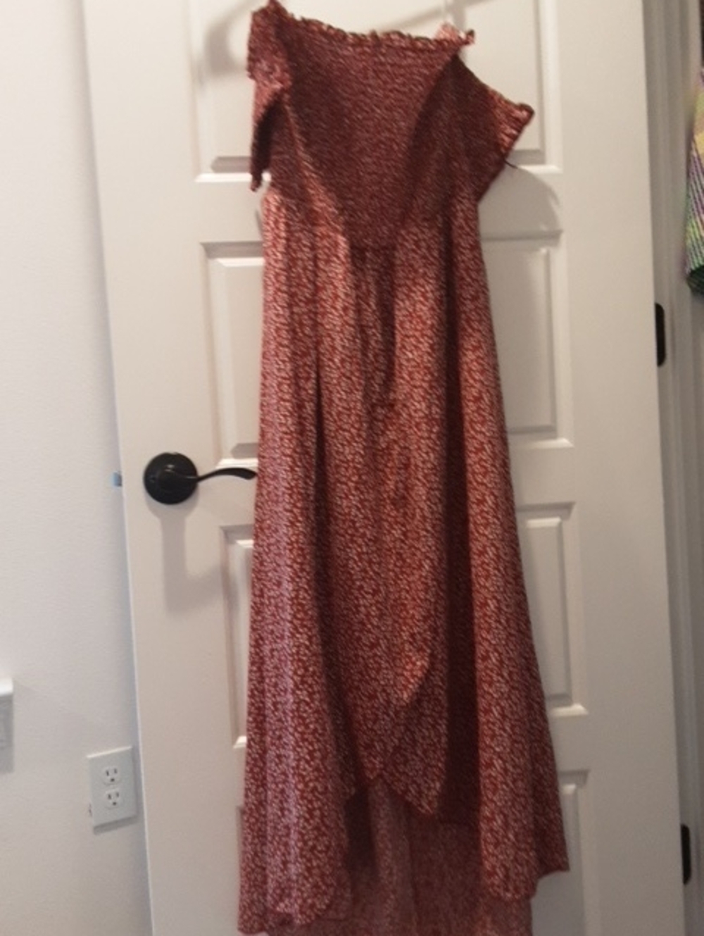 SHEIN Rust Floral High-Low Maxi Dress